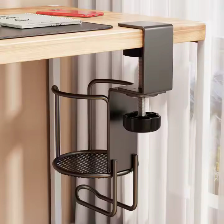 Adjustable Clamp-On Metal Cup Holder – Fits Desks, Beds & More