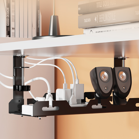 Clamp-On Under Desk Cable Management Tray – Steel Wire Organizer for Office & Gaming Setup
