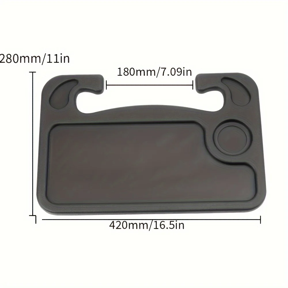 Black tray with dimensions labeled on a white background