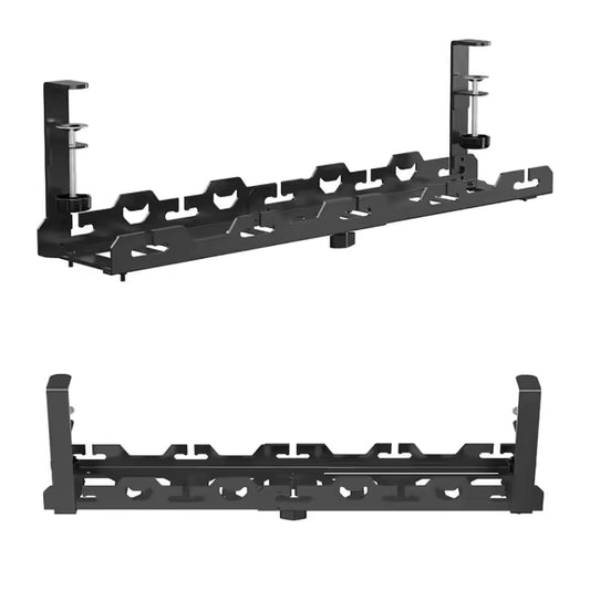 Retractable Clamp-On Under Desk Cable Tray – Adjustable Metal Holder (No Drill)