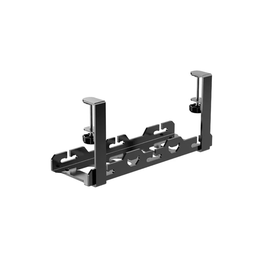 Clamp-On Under Desk Cable Management Tray – Steel Wire Organizer for Office & Gaming Setup