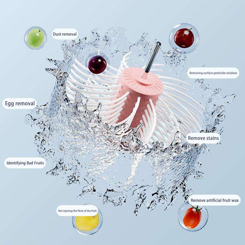 Multifunctional cleaning tool with various uses labeled on a light blue background