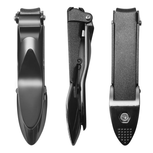 Black and silver clipper on a white background