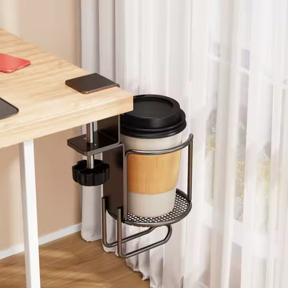 Adjustable Clamp-On Metal Cup Holder – Fits Desks, Beds & More