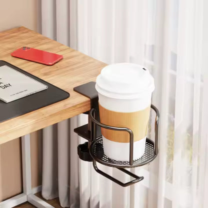 Adjustable Clamp-On Metal Cup Holder – Fits Desks, Beds & More