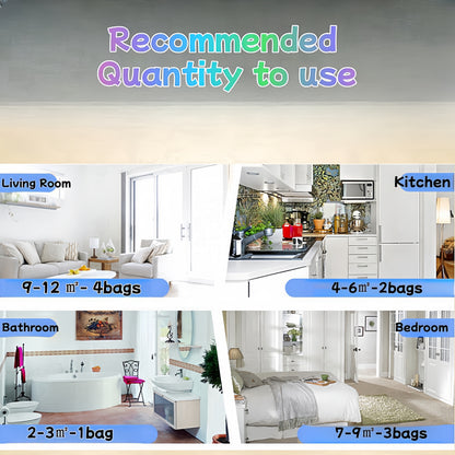 Room types with recommended air bag quantities displayed on a gray background.